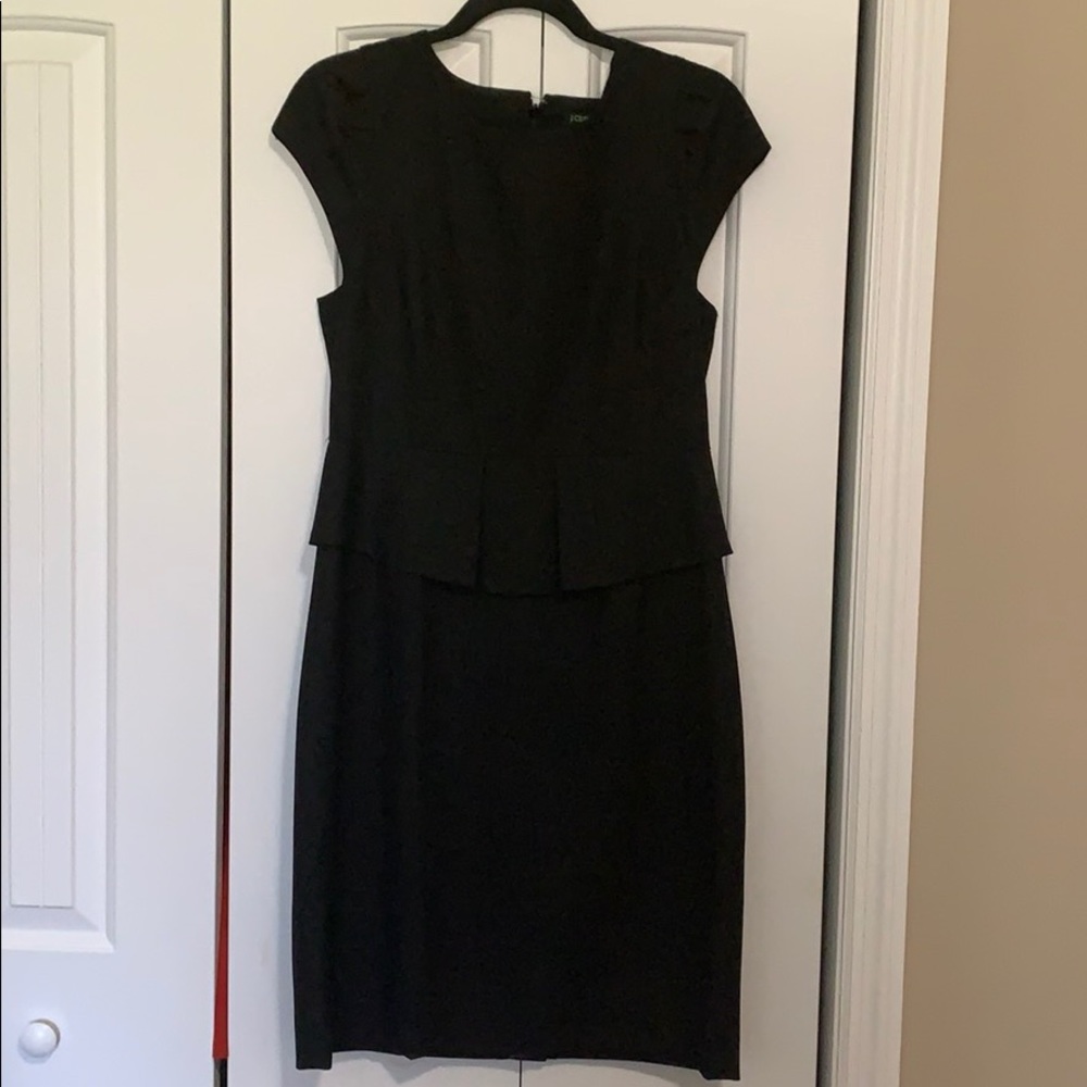 JCrew black peplum dress. NWOT. Size 10